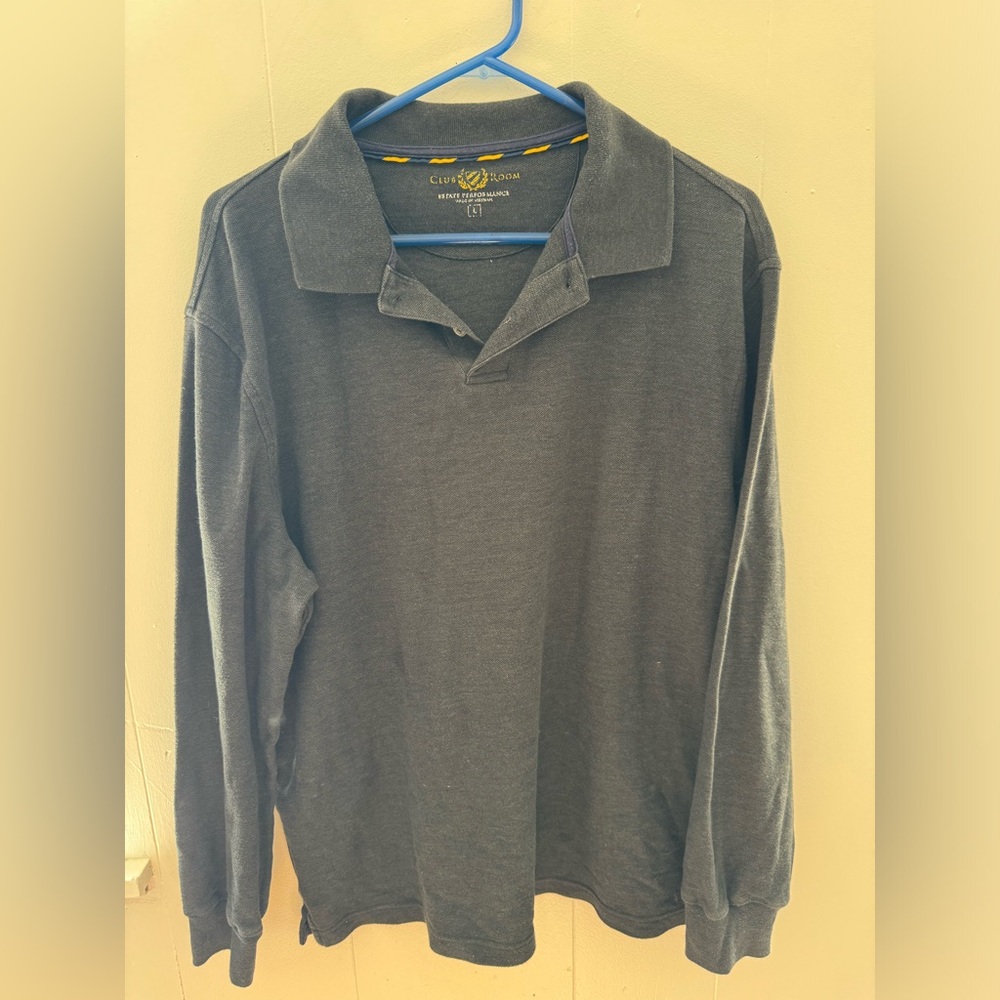 Men’s Club Room Polo Long Sleeve T shirt LARGE